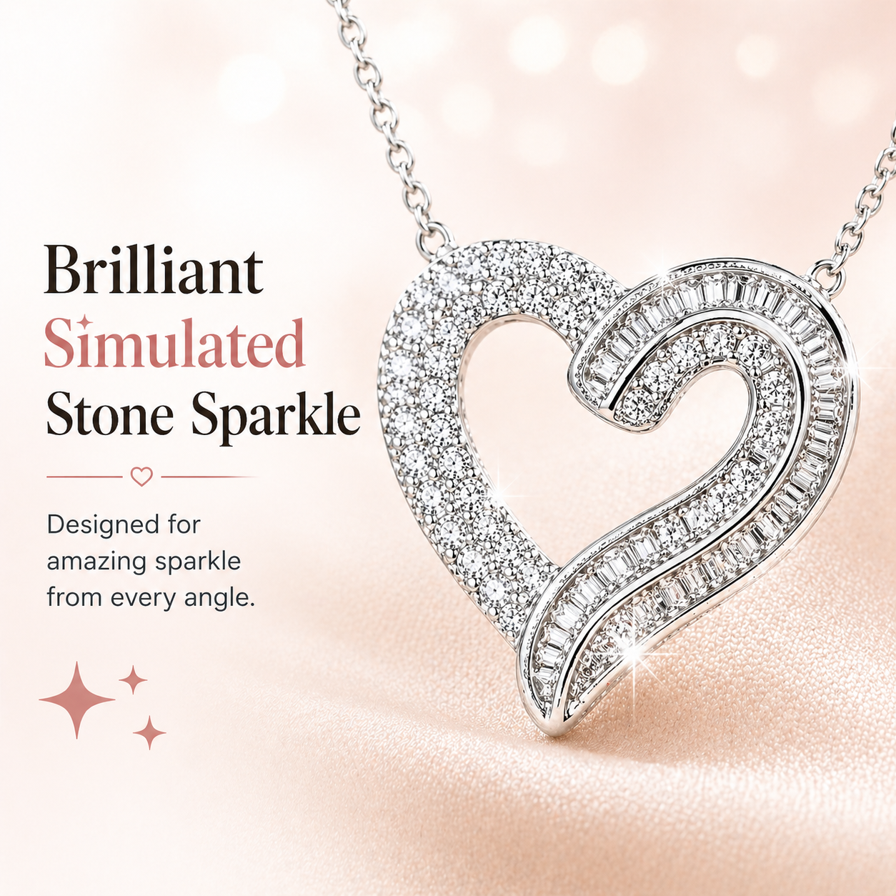 ANNETTE Open Heart Pendent Necklace 1CT