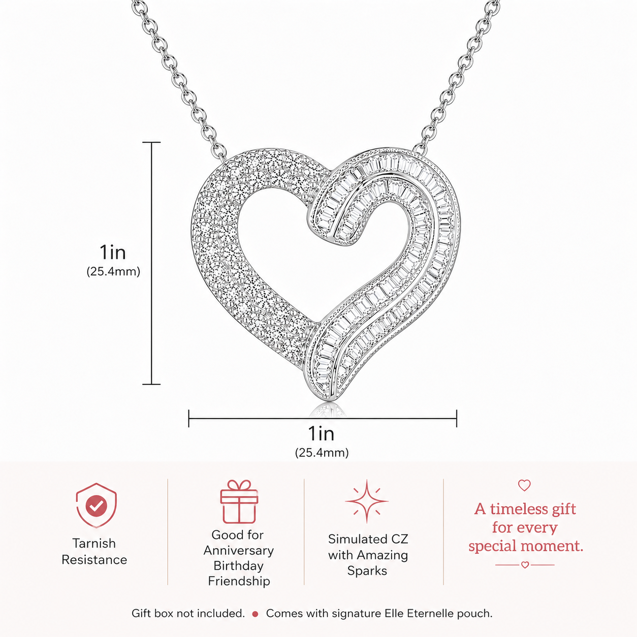 ANNETTE Open Heart Pendent Necklace 1CT