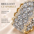 ARLETTE Wide Band Statement Ring for Women, Bold Thick Gold-Tone CZ Ring, 11mm Lattice Design
