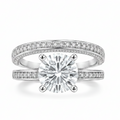 Elle Éternelle Éclat Round Moissanite Victoria Bridal Set – Engagement Ring & Matching Wedding Band