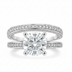 Elle Éternelle Éclat Round Moissanite Victoria Bridal Set – Engagement Ring & Matching Wedding Band