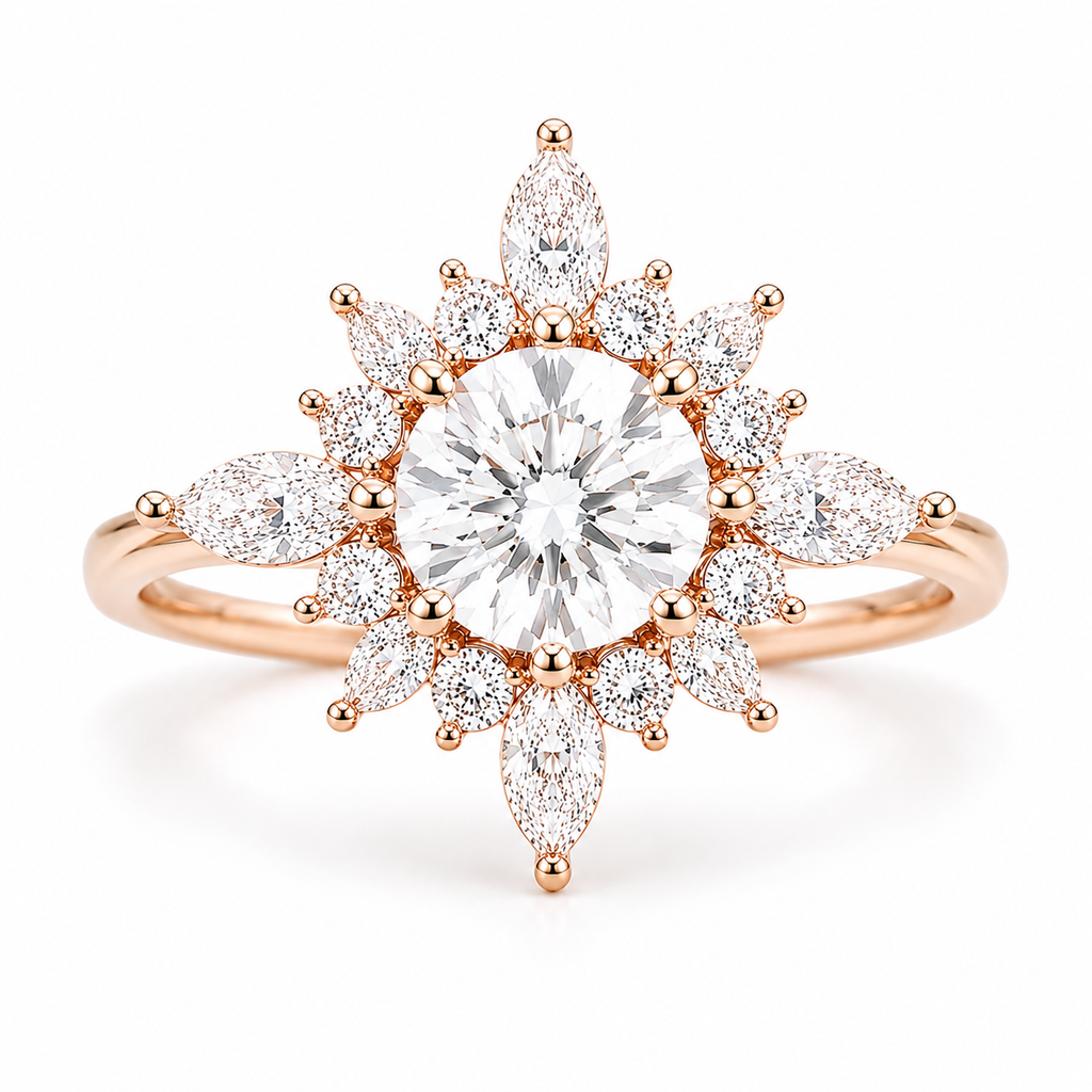 Elle Éternelle SUNBURST — Certified 2.67 CT Moissanite Engagement Ring