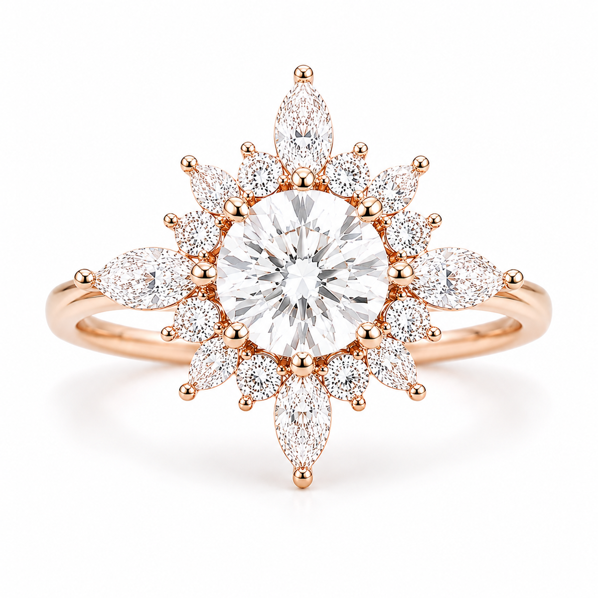 Elle Éternelle SUNBURST — Certified 2.67 CT Moissanite Engagement Ring