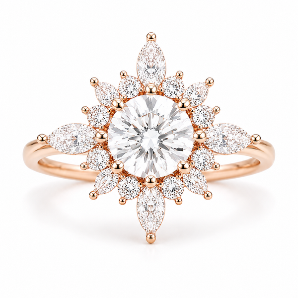 Elle Éternelle SUNBURST — Certified 2.67 CT Moissanite Engagement Ring