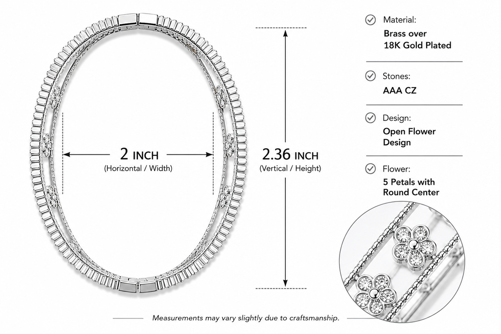 Stella Openwork Bangle Bracelet with Bezel-Set CZ Flowers, Milgrain Detail & Ribbed Edges