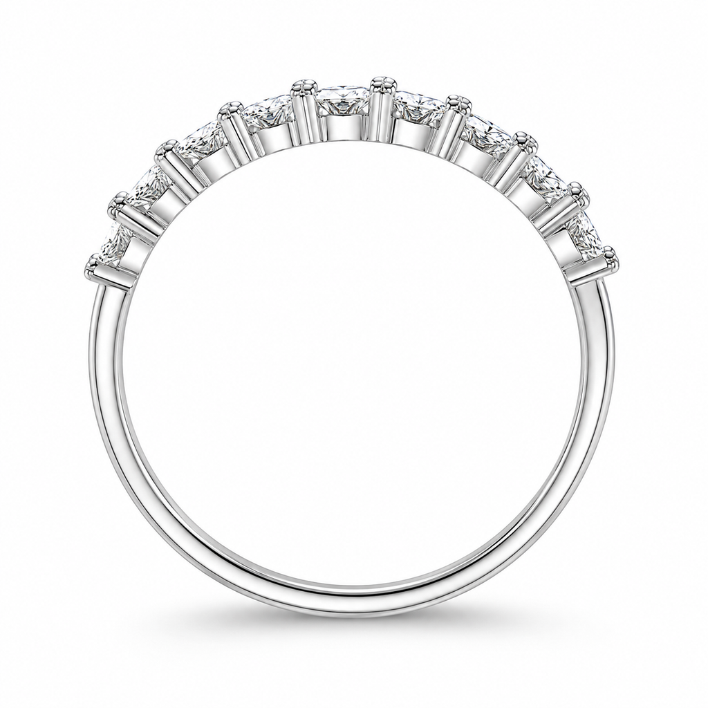 Nadia 2 CT Round Moissanite Bridal Set for Women, Hidden Halo Engagement Ring