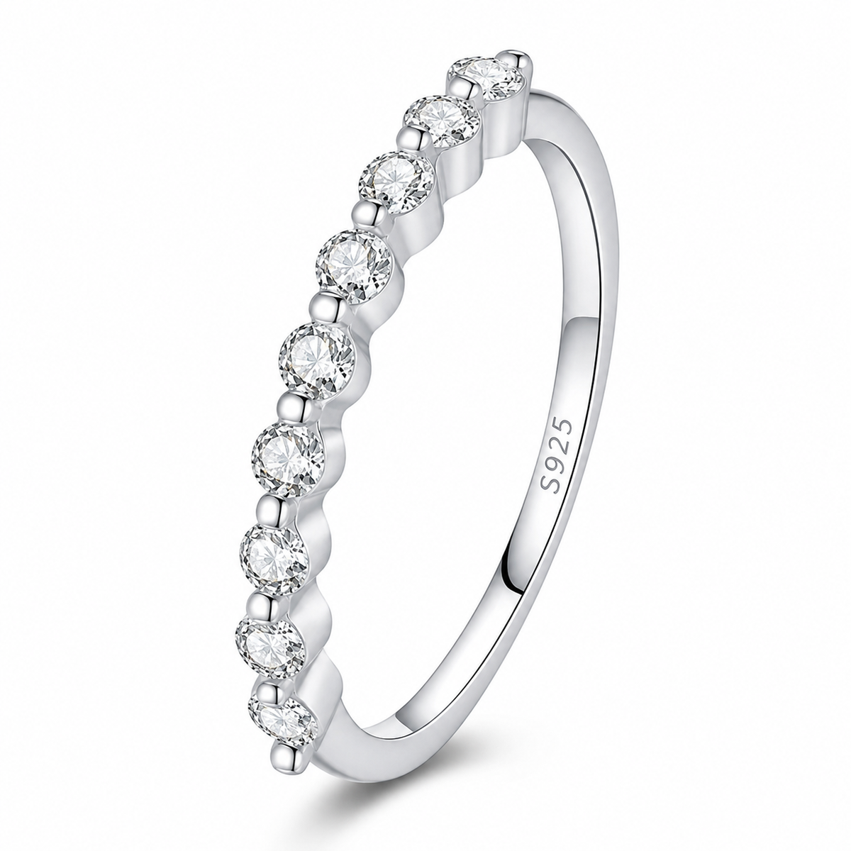 Eternity Band -Half Round Stone Band 925 Sterling Silver 0.27 CT