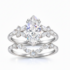Elle Éternelle Fleur Marquise Bridal Set – Engagement Ring & Matching Wedding Band