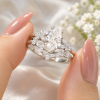 Elle Éternelle Fleur Marquise Bridal Set – Engagement Ring & Matching Wedding Band