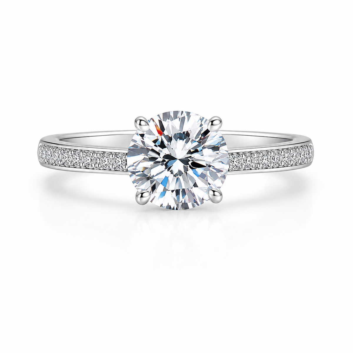 Elle Éternelle Éclat Round Moissanite Victoria Bridal Set – Engagement Ring & Matching Wedding Band