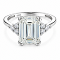 HEIRESS Emerald-Cut Certified Moissanite Engagement Ring – 4.34 CT