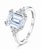 HEIRESS Emerald-Cut Certified Moissanite Engagement Ring – 4.34 CT