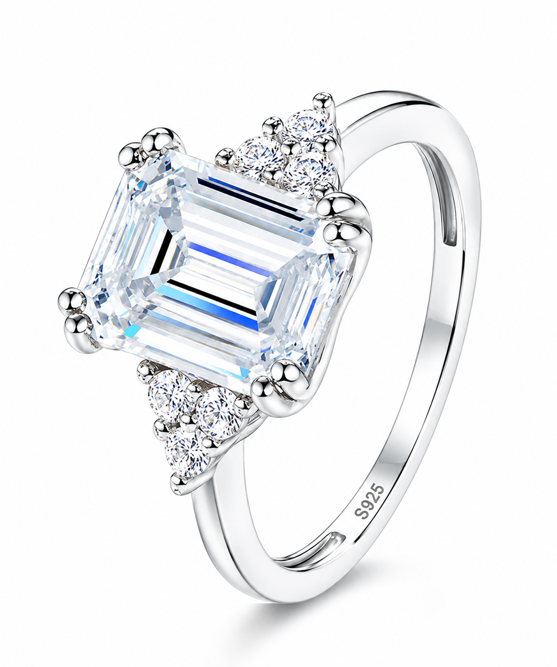 HEIRESS Emerald-Cut Certified Moissanite Engagement Ring – 4.34 CT