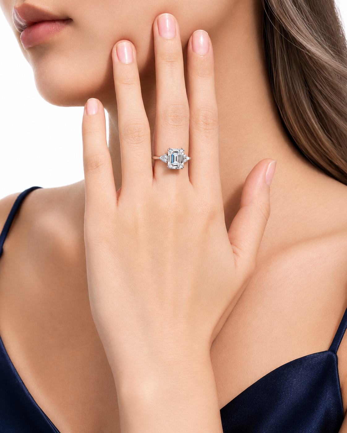 HEIRESS Emerald-Cut Certified Moissanite Engagement Ring – 4.34 CT