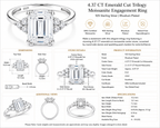 HEIRESS Emerald-Cut Certified Moissanite Engagement Ring – 4.34 CT