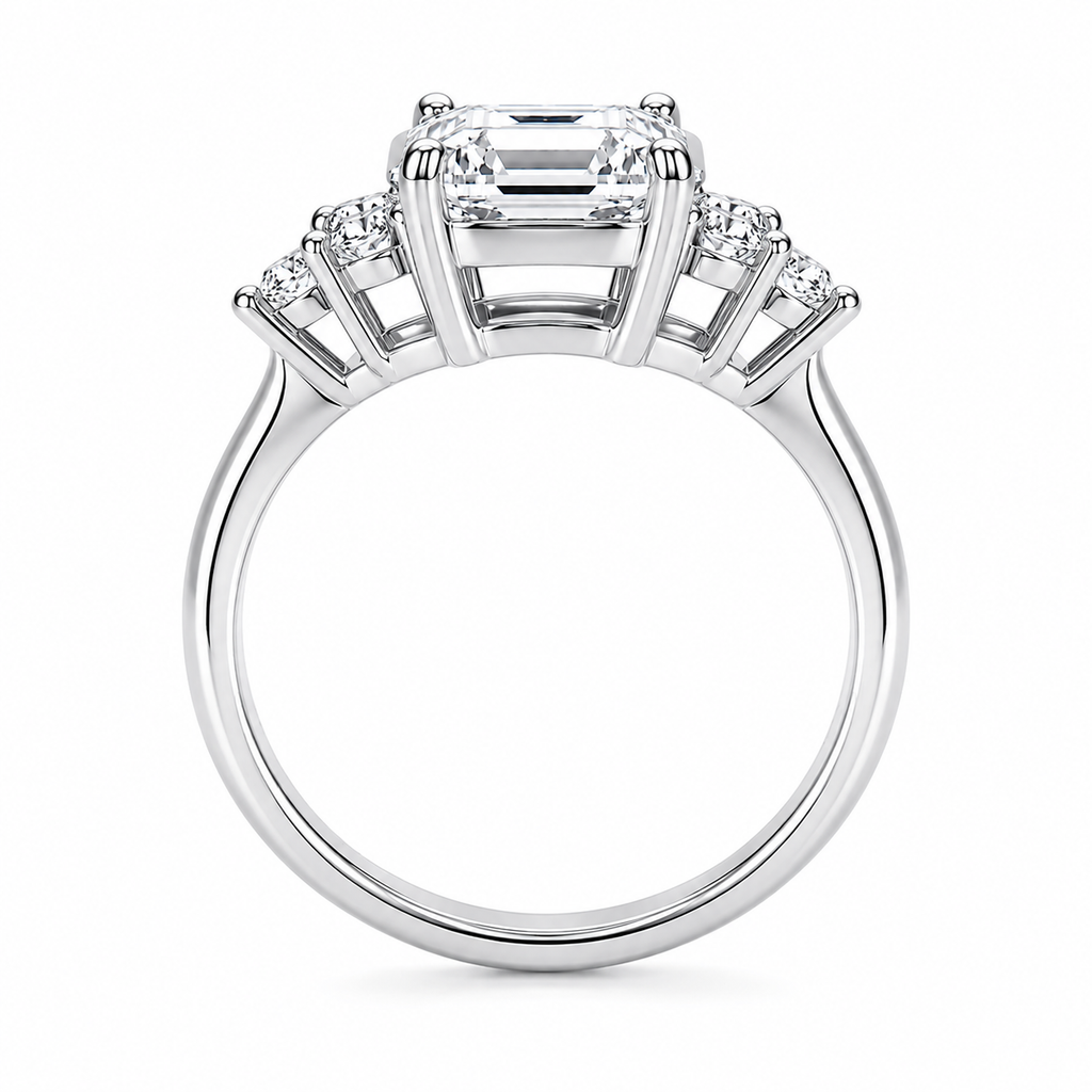 HEIRESS Emerald-Cut Certified Moissanite Engagement Ring – 4.34 CT