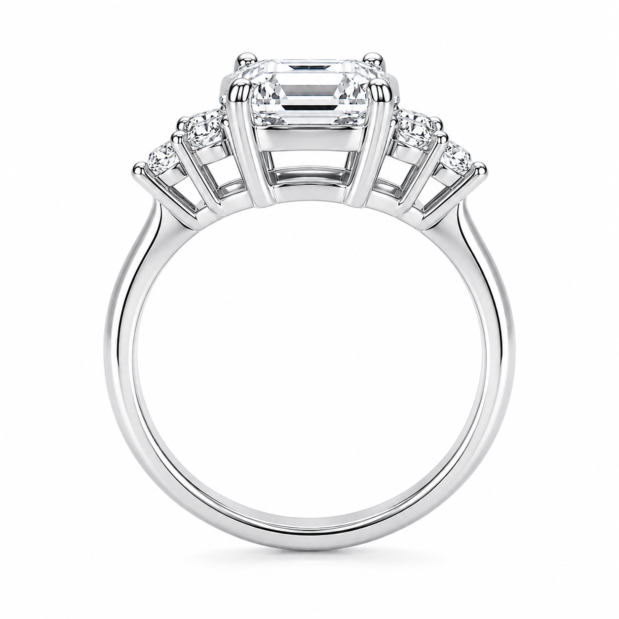 HEIRESS Emerald-Cut Certified Moissanite Engagement Ring – 4.34 CT