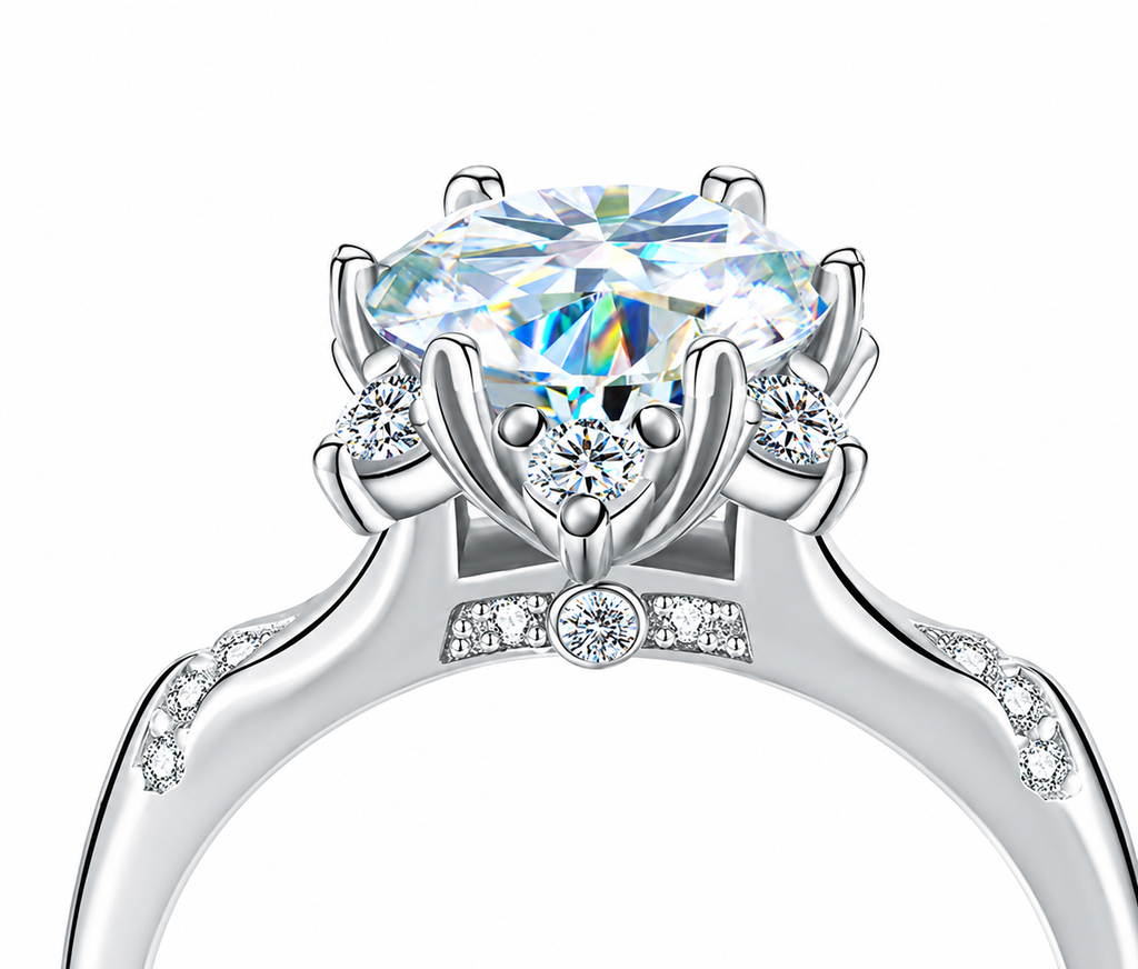 FLORET Floral Solitaire Anniversary / Engagement Moissanite Ring 2.10 CT