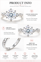 FLORET Floral Solitaire Anniversary / Engagement Moissanite Ring 2.10 CT