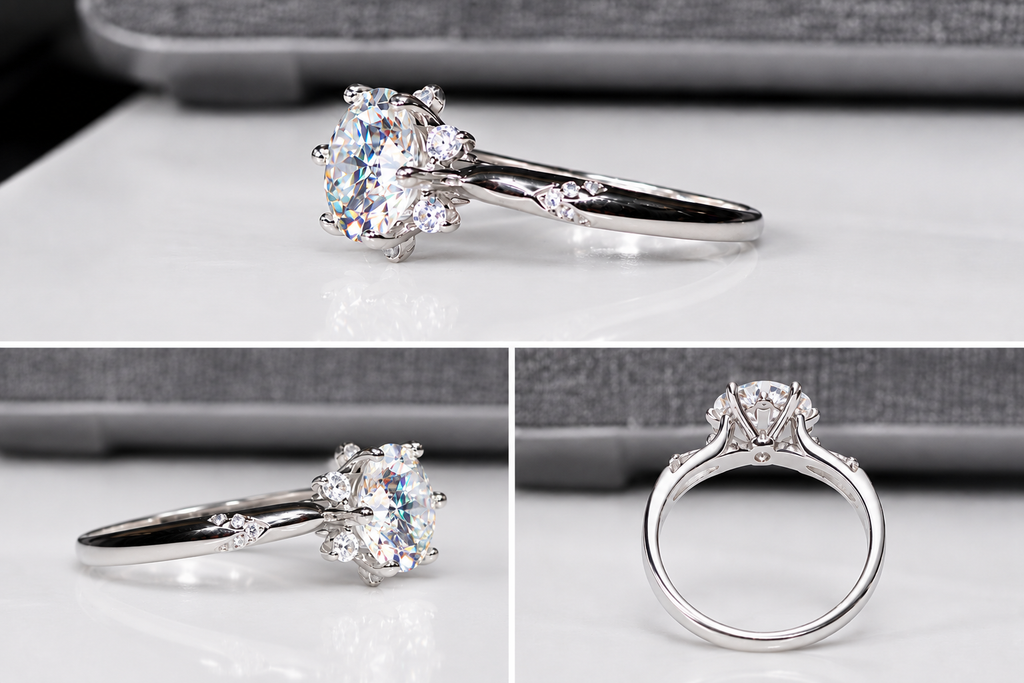 FLORET Floral Solitaire Anniversary / Engagement Moissanite Ring 2.10 CT