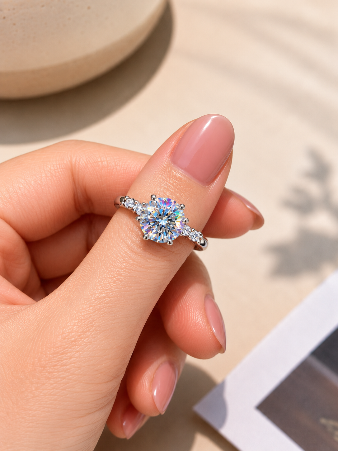 FLORET Floral Solitaire Anniversary / Engagement Moissanite Ring 2.10 CT
