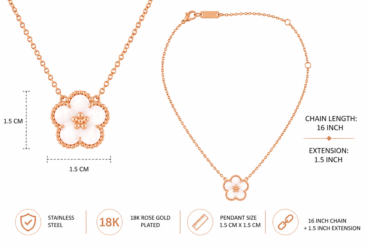 COREA Bloom Necklace – Rose Gold Plated