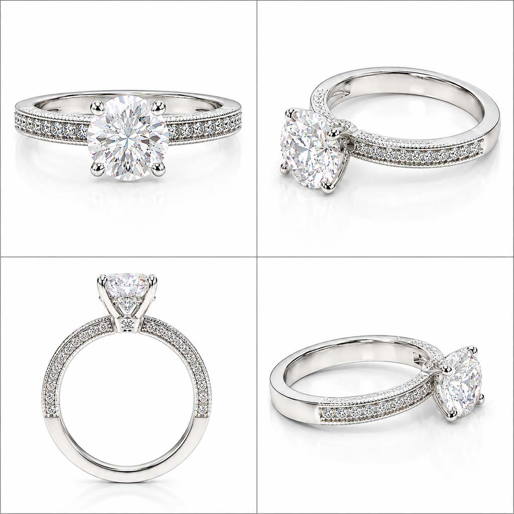 VICTORIA - 2 CT Round Brilliant Moissanite Engagement Ring