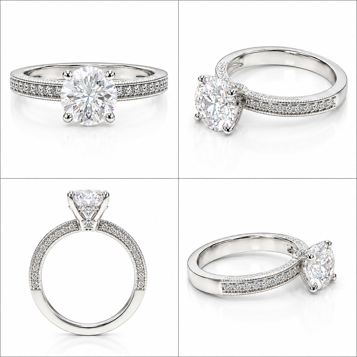 VICTORIA - 2 CT Round Brilliant Moissanite Engagement Ring