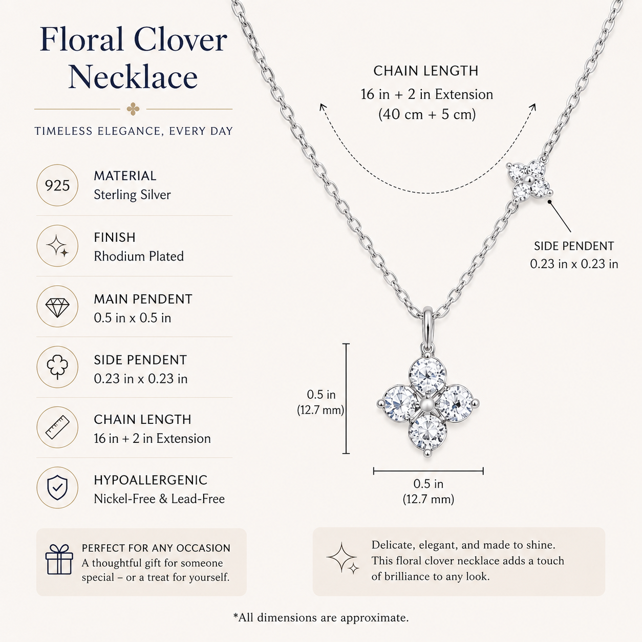 ETERNAL Floral Clover Necklace 0.5 or 1CT