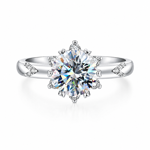 FLORET Floral Solitaire Anniversary / Engagement Moissanite Ring 2.10 CT