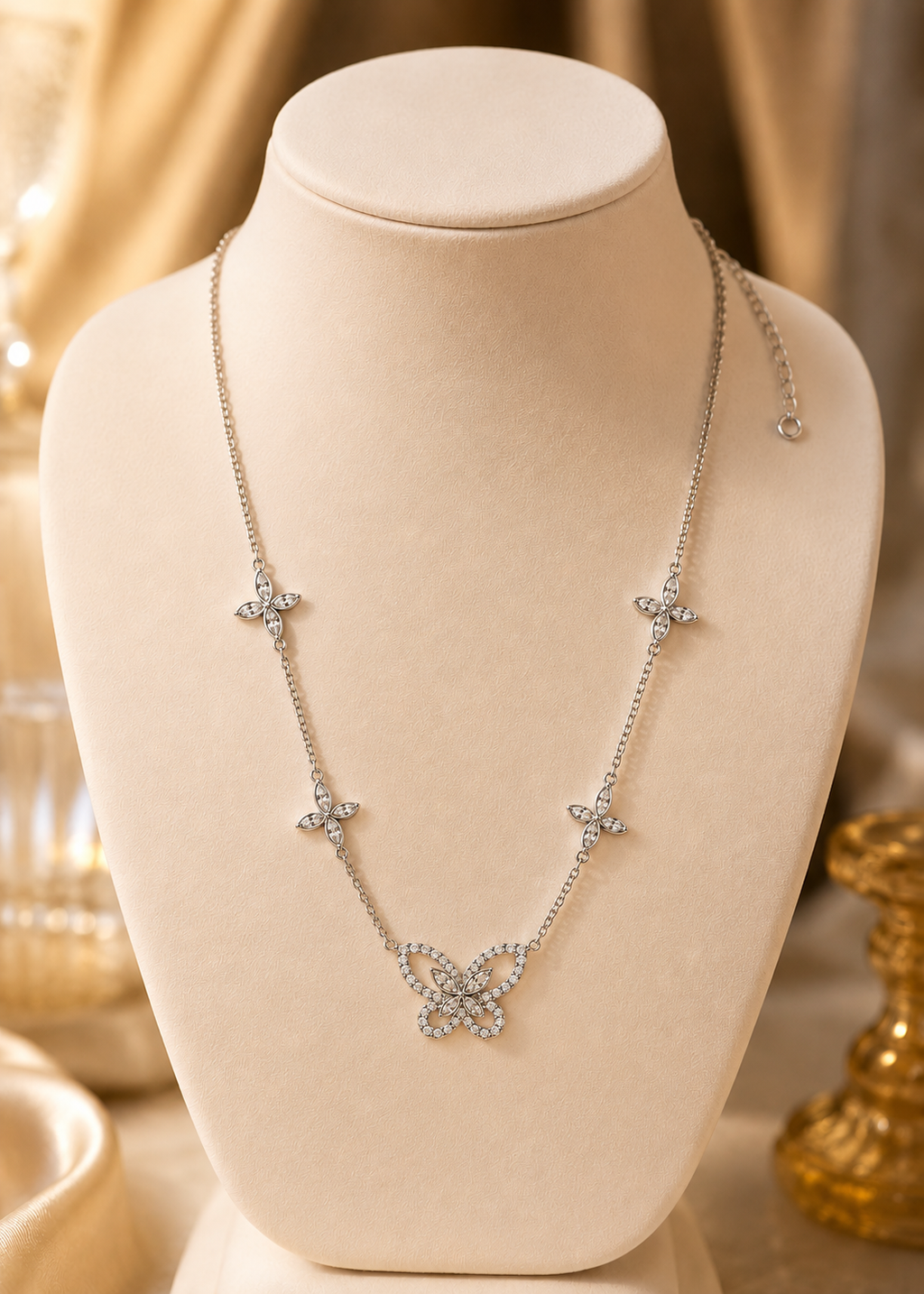 Mariposa Butterfly Necklace 925 Sterling Silver Rhodium-Plated
