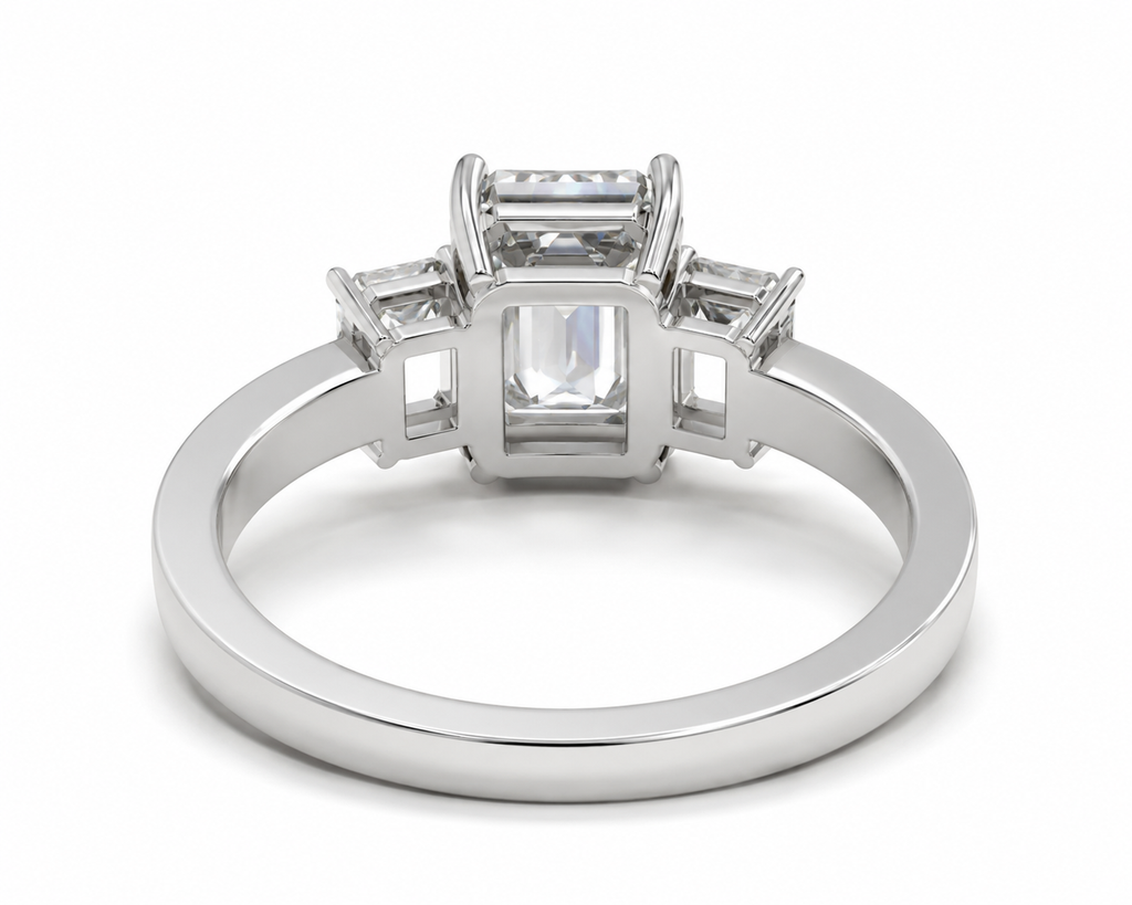 [SOLD OUT] FORGET-ME-NOT Three-Stone Moissanite Engagement Ring, 2.52 CT Emerald Cut