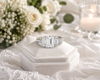 [SOLD OUT] FORGET-ME-NOT Three-Stone Moissanite Engagement Ring, 2.52 CT Emerald Cut