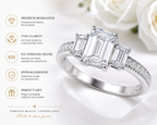 [SOLD OUT] FORGET-ME-NOT Three-Stone Moissanite Engagement Ring, 2.52 CT Emerald Cut