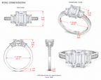 [SOLD OUT] FORGET-ME-NOT Three-Stone Moissanite Engagement Ring, 2.52 CT Emerald Cut