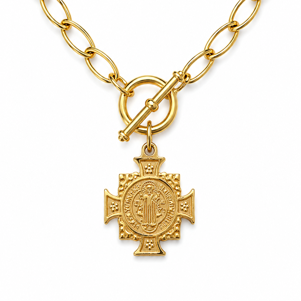DANIEL Saint Benedict Toggle Necklace 18K Plated