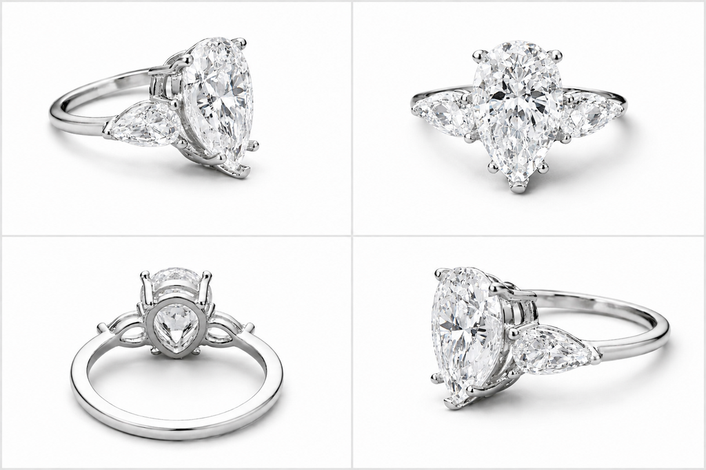 Everlight Pear Trilogy Ring - 3.5CT Three Stone Pear Cut Moissanite Engagement Ring