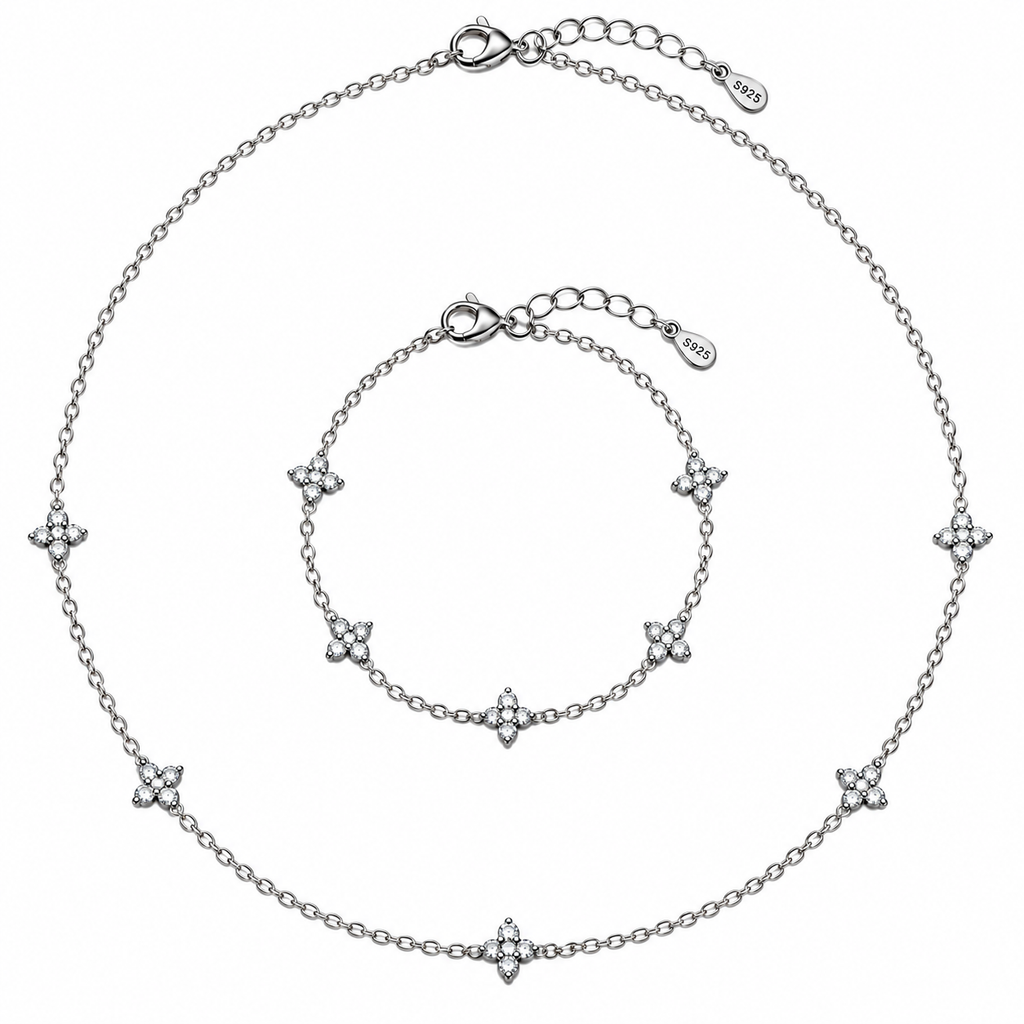 FELICIA S925 Floral Necklace & Bracelet Set