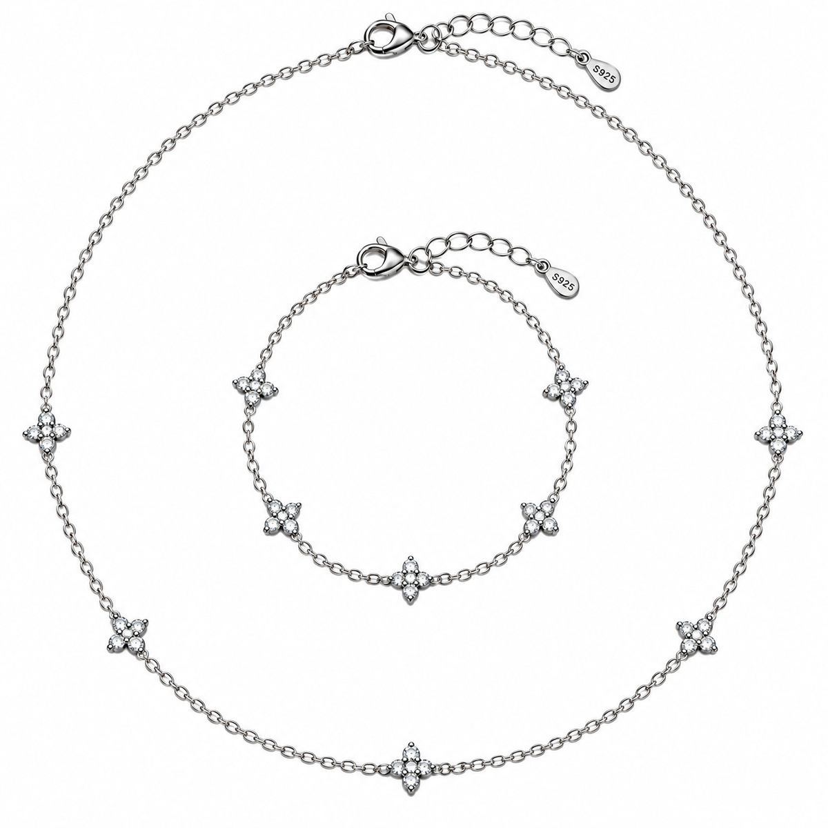 FELICIA S925 Floral Necklace & Bracelet Set