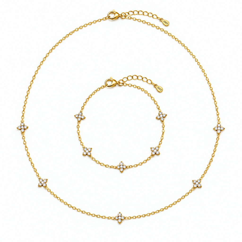 FELICIA S925 Floral Necklace & Bracelet Set