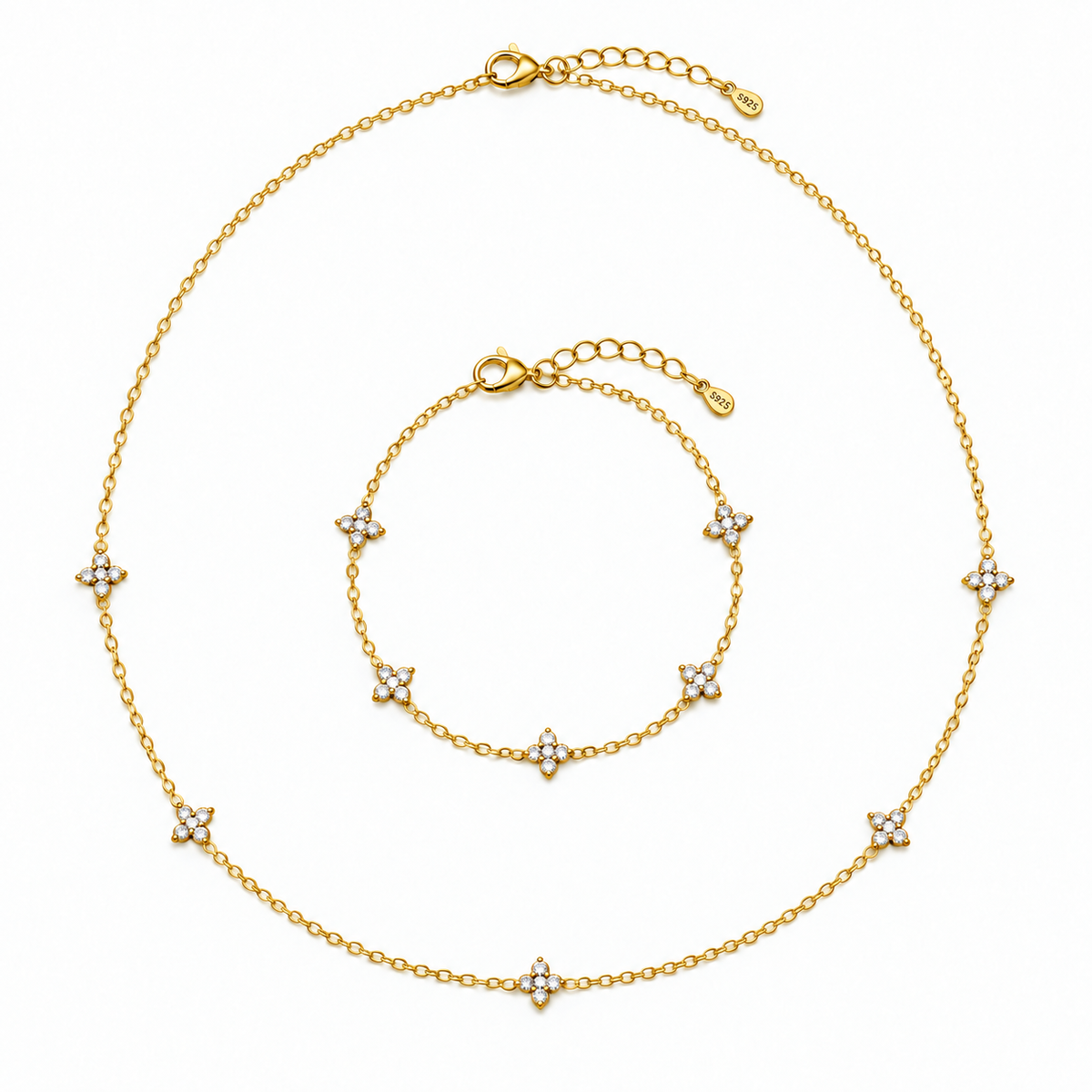 FELICIA S925 Floral Necklace & Bracelet Set