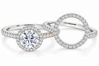 [PRE-ORDER] EMPRESS – Round Halo 1.89 CT Bridal Ring Set with Nesting Pavé Circle Band