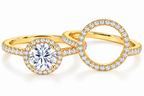 [PRE-ORDER] EMPRESS – Round Halo 1.89 CT Bridal Ring Set with Nesting Pavé Circle Band