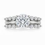 Nadia 2 CT Round Moissanite Bridal Set for Women, Hidden Halo Engagement Ring