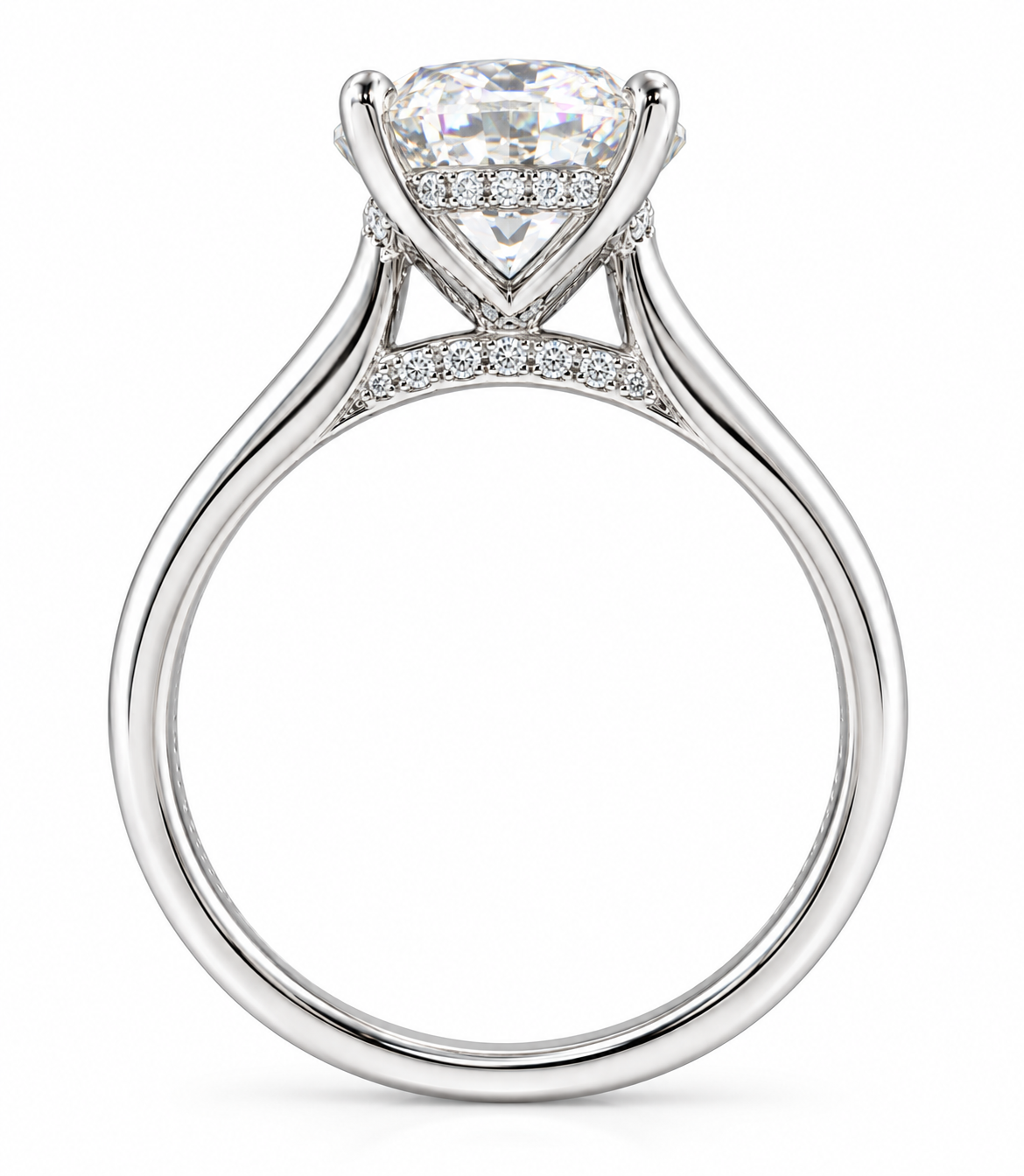 Nadia 2 CT Round Moissanite Bridal Set for Women, Hidden Halo Engagement Ring