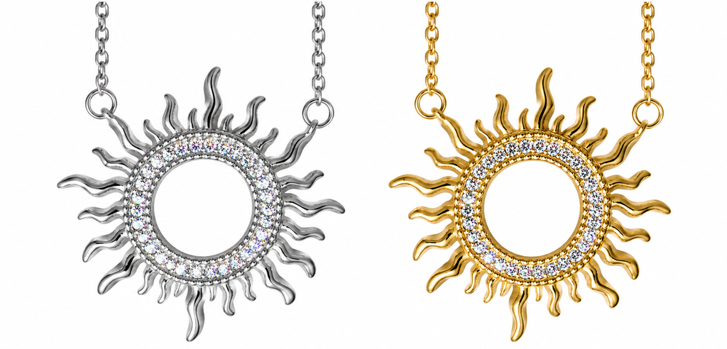 SOLEIL - Sun Pendant Necklace (Rhoduim/18K Yellow Gold)
