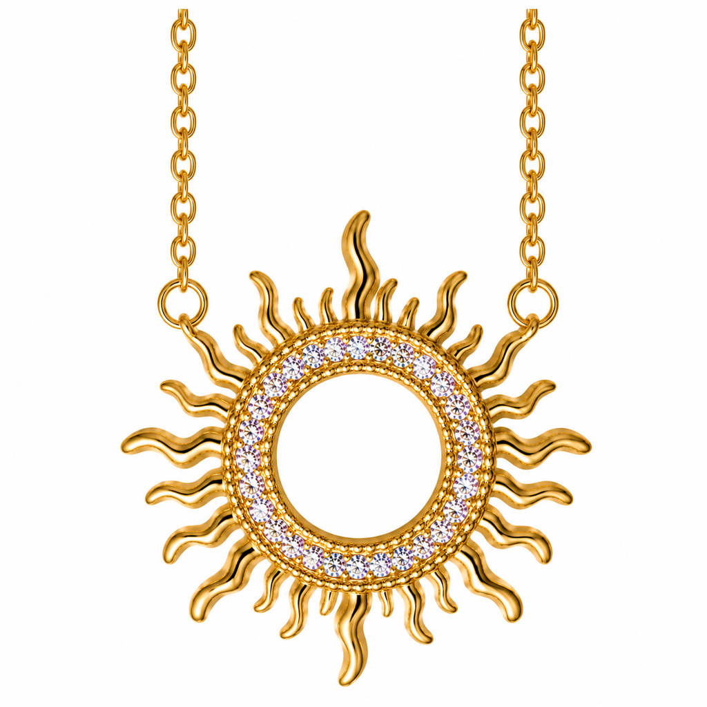 SOLEIL - Sun Pendant Necklace (Rhoduim/18K Yellow Gold)