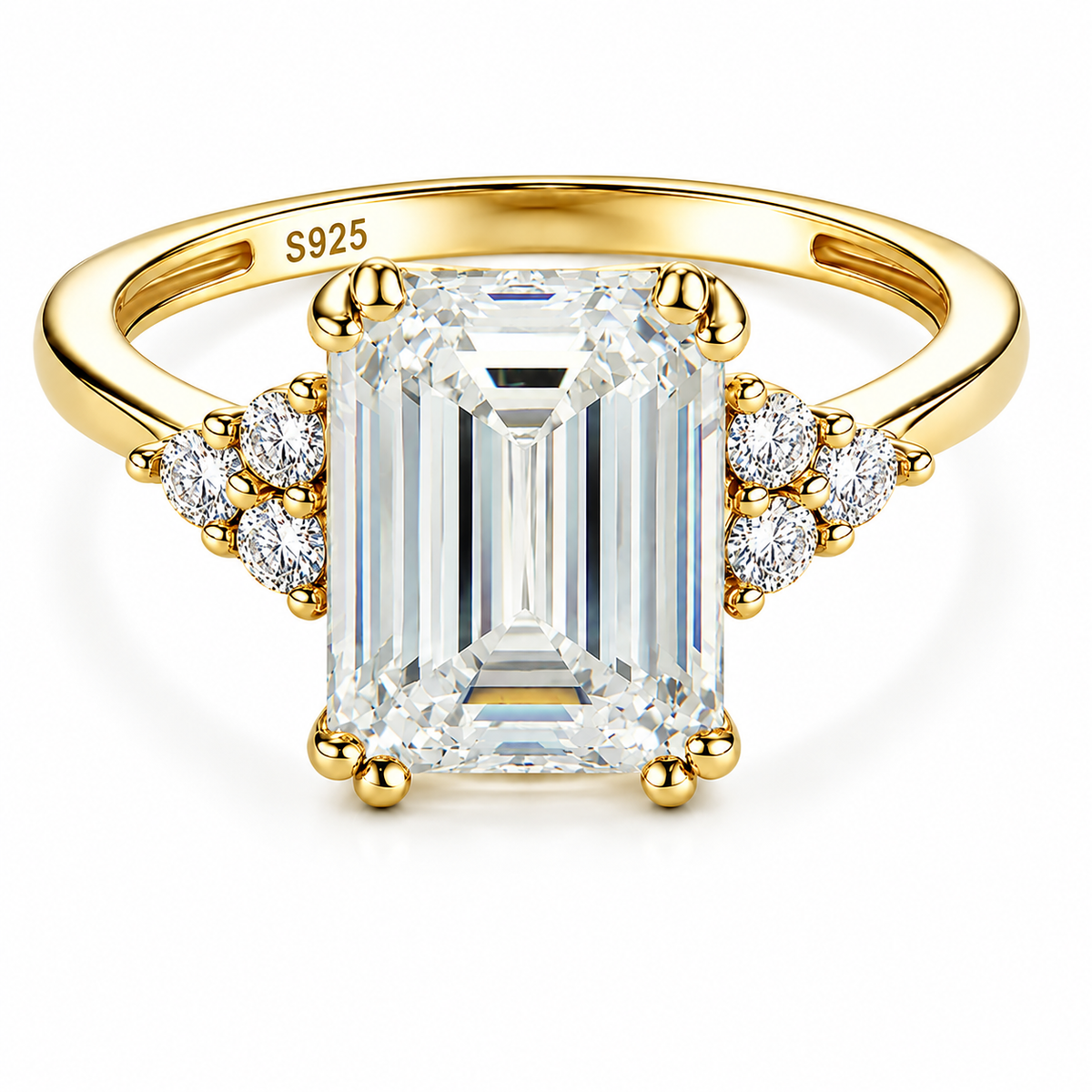 HEIRESS Emerald-Cut Certified Moissanite Engagement Ring – 4.34 CT