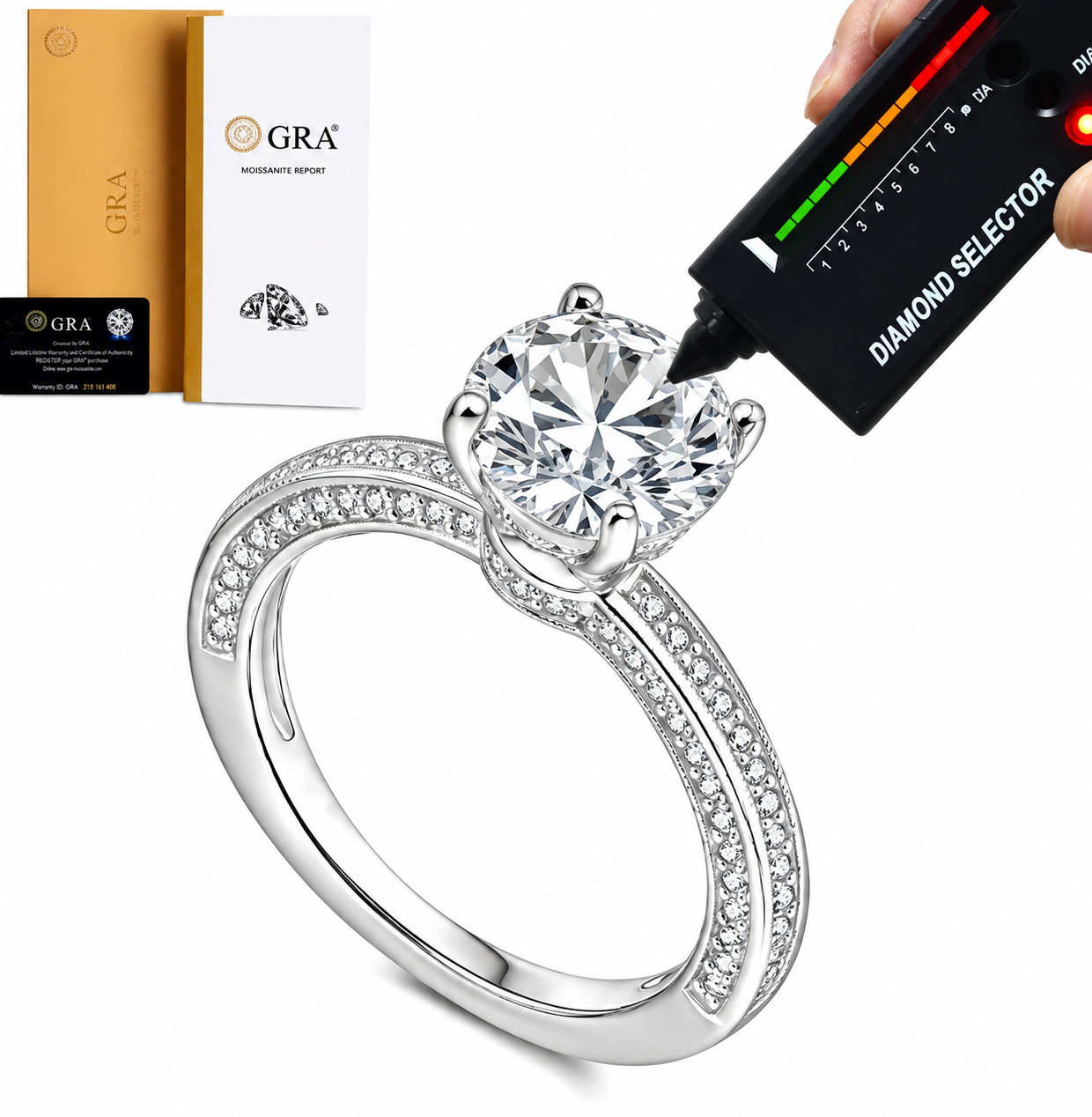 VICTORIA - 2 CT Round Brilliant Moissanite Engagement Ring