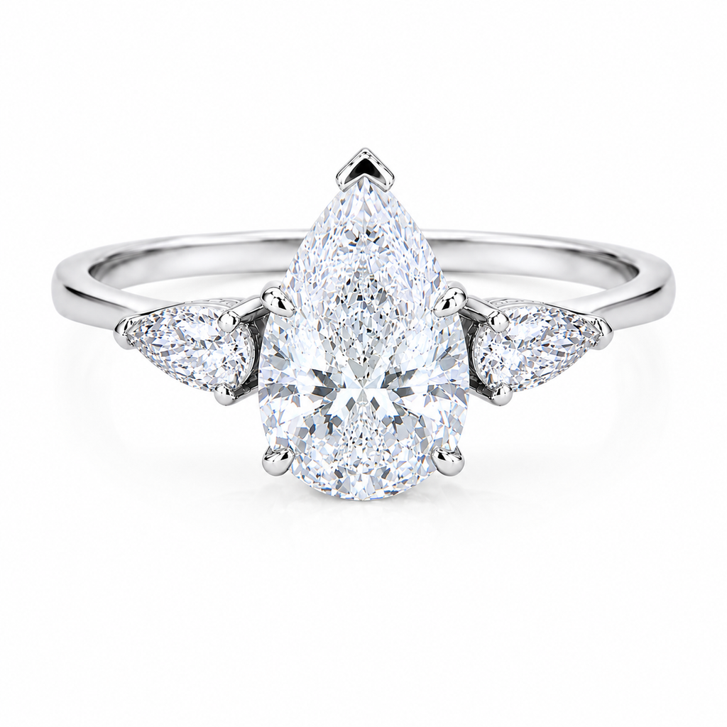EVERLASTING Three Stone Pear Trilogy Moissanite Engagement Ring 3.0 CT